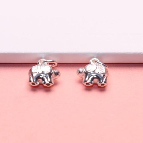 925 Sterling Silver Pendant Elephant DIY original color Sold By PC
