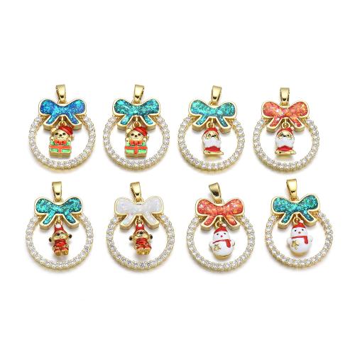 Cubic Zirconia Micro Pave Brass Pendant, with Opal, plated, DIY & different styles for choice & micro pave cubic zirconia & enamel, more colors for choice, Sold By PC