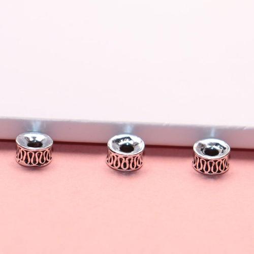 Spacer Beads Jóias, 925 prata esterlina, DIY, cor original, 6mm, Buraco:Aprox 2mm, vendido por PC