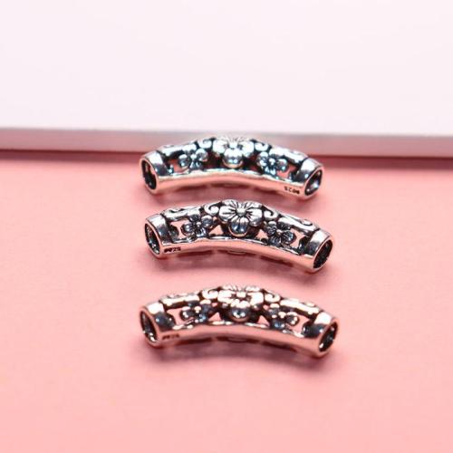 925 Sterling Silver Curved Tube Beads, DIY, original color, 26x6.50mm, Hole:Approx 4mm, Sold By PC
