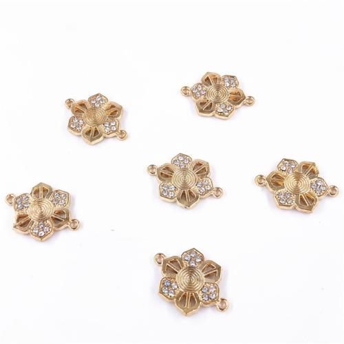 Zinc Alloy Connector plated DIY & with rhinestone golden Sold By Lot