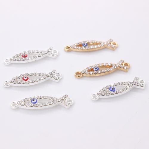 Animal Zinc Alloy Connector Fish plated DIY & enamel & with rhinestone Sold By Lot
