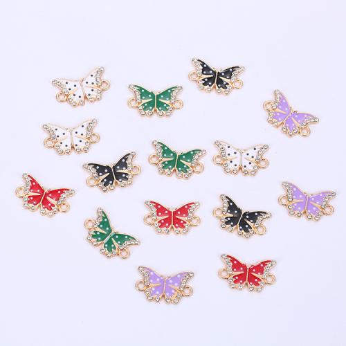 Animal Tibetan Style Connector, Butterfly, plated, DIY & enamel & with rhinestone, more colors for choice, 18x11mm, 200PCs/Lot, Sold By Lot