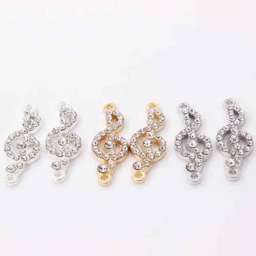 Zinc Alloy Connector Music Note plated DIY & with rhinestone Sold By Lot