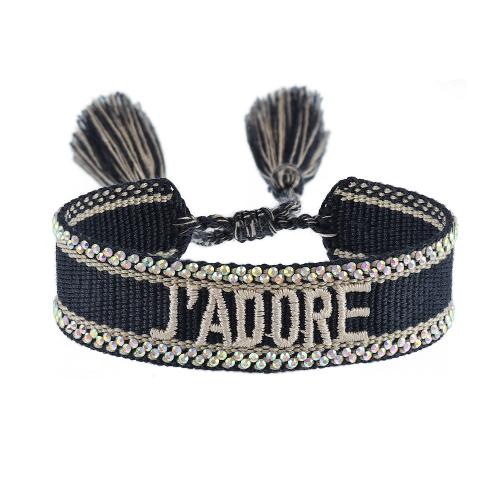 Chaîne tissée Bracelets, Fibre de polyester, stamping & pour femme, plus de couleurs à choisir, Longueur:15 cm, Vendu par PC