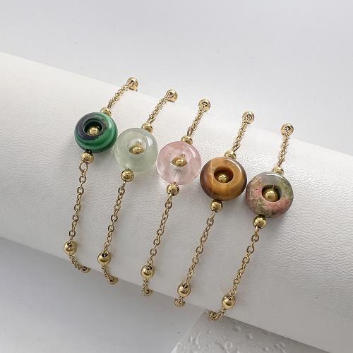Stainless Steel Jewelry Bracelet, 304 Stainless Steel, with Natural Stone, with 5cm extender chain, Vacuum Ion Plating, fashion jewelry & different materials for choice & for woman, more colors for choice, Length:Approx 16 cm, Sold By PC
