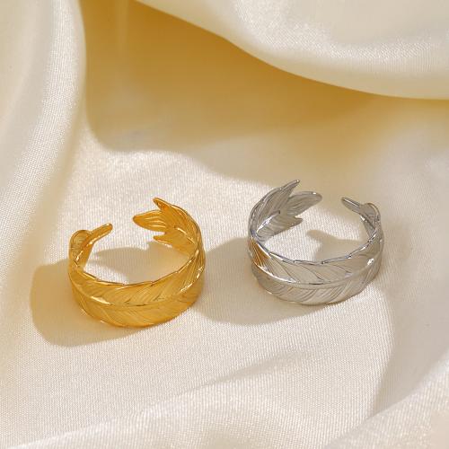 Anel de dedo de aço inoxidável, Aço inoxidável 304, Forma de pena, joias de moda & para mulher, Mais cores pare escolha, vendido por PC