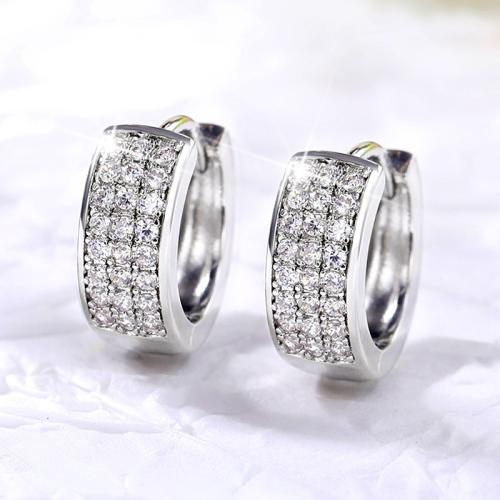 Cubic Zirconia Micro Pave Brass Earring, fashion jewelry & micro pave cubic zirconia & for woman, 13mm, Sold By Pair