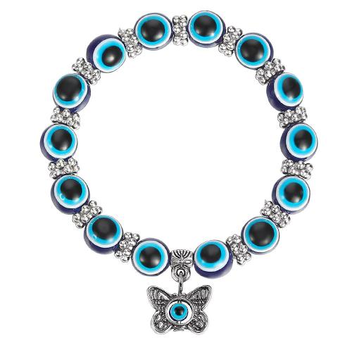 Tibetan Style Anklet, with Resin, silver color plated, Different Shape for Choice & Bohemian style & evil eye pattern & adjustable, more colors for choice, Length:Approx 22 cm, Sold By PC