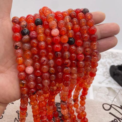 Natural Dragon Veins Agate Beads Round DIY reddish orange Sold Per Approx 38 cm Strand