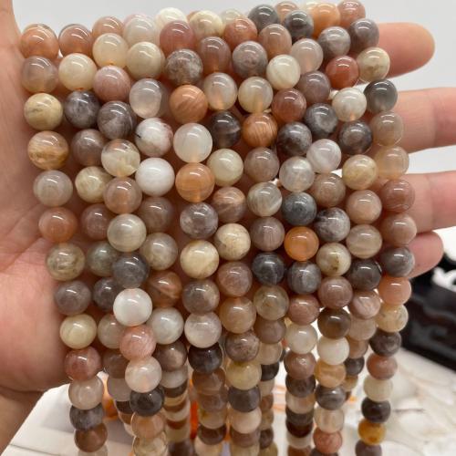 Gemstone Jewelry Beads, Sunstone, Round, DIY & different size for choice, mixed colors, Sold Per Approx 38 cm Strand