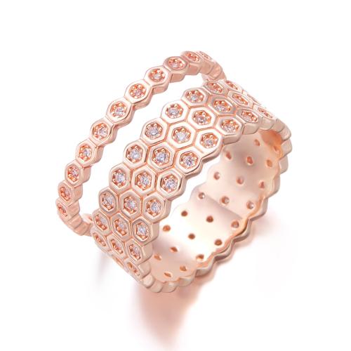 Cubique anneau en laiton Circonia Micro Pave, Placage, bijoux de mode & pavé de micro zircon, plus de couleurs à choisir, Taille:8, Vendu par PC