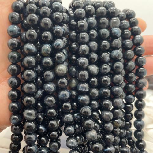 Perles bijoux en pierres gemmes, Argent-Obsidienne, Rond, DIY & normes différentes pour le choix, noire, Vendu par Environ 38 cm brin
