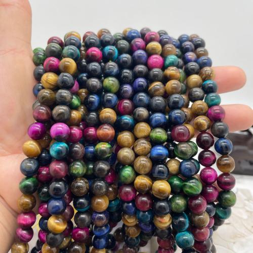 Natural Tiger Eye Beads Round DIY multi-colored Sold Per Approx 38 cm Strand