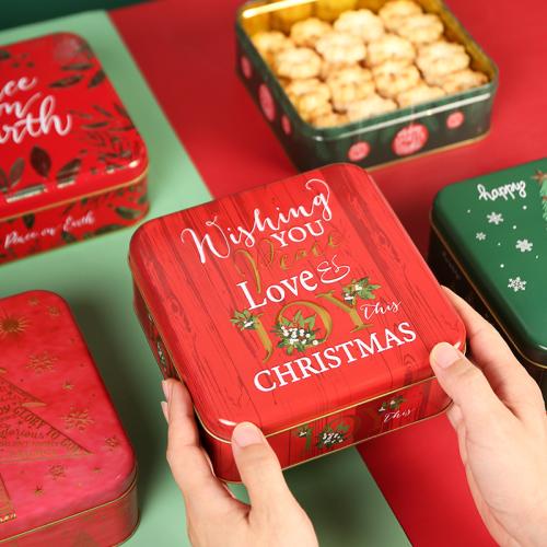 Järn Christmas Gift Box, Jul Design & olika mönster för val, fler färger för val, 170x170x65mm, Säljs av PC