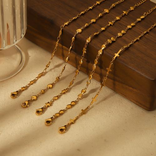 Pulseira  de jóias de aço inox, Aço inoxidável 304, cromado de cor dourada, joias de moda & Varios pares a sua escolha, dourado, vendido por PC