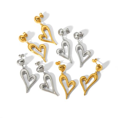 Stainless Steel Drop Earring 304 Stainless Steel Heart plated fashion jewelry Sold By Pair