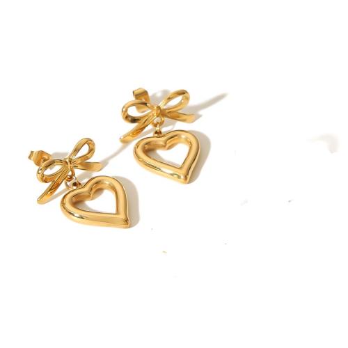 Stainless Steel Drop Earring, 304 Stainless Steel, gold color plated, fashion jewelry, golden, 19x26mm, Sold By Pair