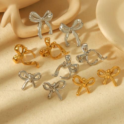 Stainless Steel Stud Earrings 304 Stainless Steel Bowknot plated fashion jewelry Sold By Pair