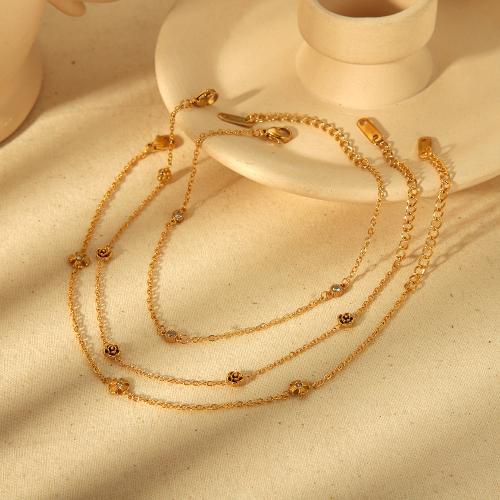 Stainless Steel Anklet 304 Stainless Steel gold color plated fashion jewelry & with rhinestone golden Sold By PC