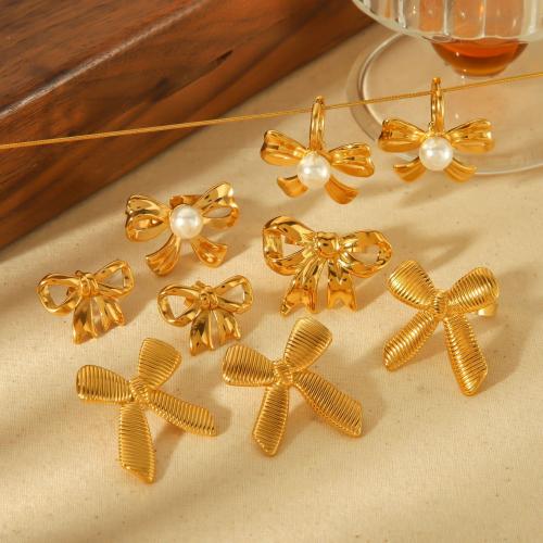 Fashion Stainless Steel Jewelry Sets 304 Stainless Steel with Plastic Pearl gold color plated fashion jewelry  golden Sold By PC