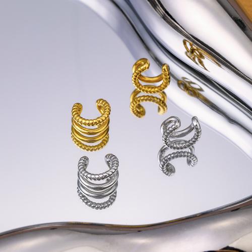 Fashion Øreringe Cuff, 304 rustfrit stål, forgyldt, mode smykker, flere farver til valg, 12x11mm, Solgt af par