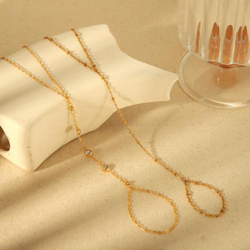 Stainless Steel Jewelry Bracelet 304 Stainless Steel gold color plated fashion jewelry & with rhinestone golden Sold By PC