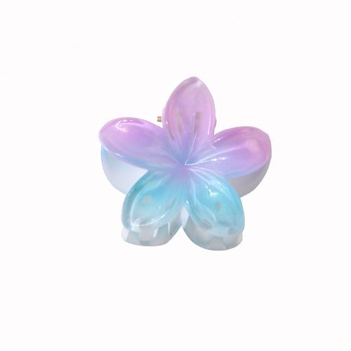 Hair Claw Clips, Plastic, Flower, stoving varnish, gradient color & for woman, more colors for choice, 40mm, Sold By PC