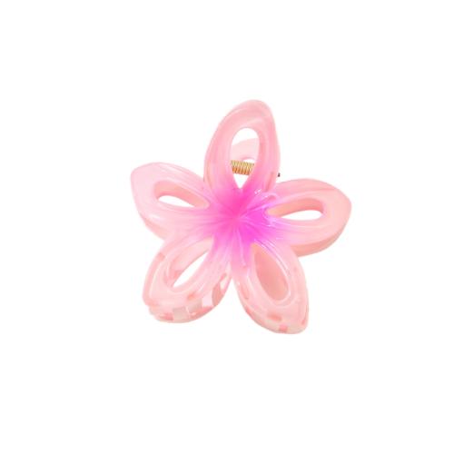 Hair Claw Clips Plastic Flower stoving varnish gradient color & for woman & hollow 75mm Sold By PC