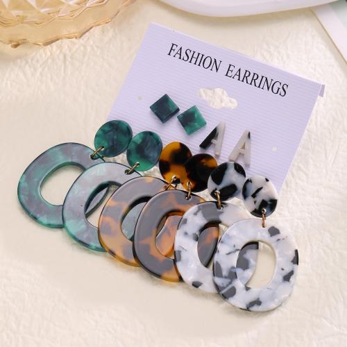 Zinc Alloy Stud Earring with Resin 5 pieces & fashion jewelry & for woman mixed colors Sold By Set