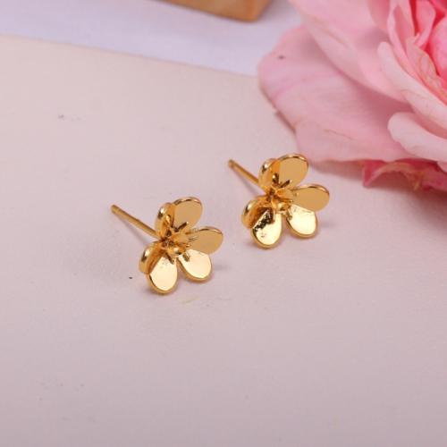 Brass Earring Stud Component real gold plated DIY Sold By Pair