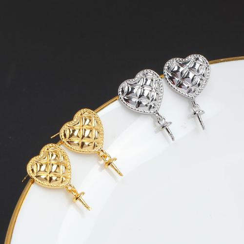 Brass Earring Stud Component Heart real gold plated DIY 18mm Sold By Pair