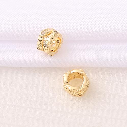 Brass Spacer Beads, real gold plated, DIY & micro pave cubic zirconia, golden, Sold By PC