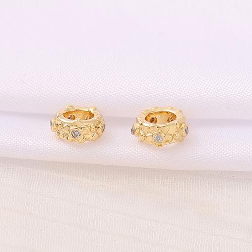 Brass Spacer Beads real gold plated DIY & micro pave cubic zirconia golden Approx 4mm Sold By PC