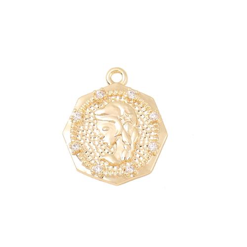 Cubic Zirconia Micro Pave Brass Pendant real gold plated DIY & micro pave cubic zirconia golden Sold By PC