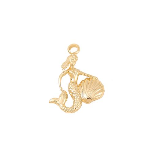 Brass Jewelry Pendants Mermaid real gold plated DIY golden Sold By PC