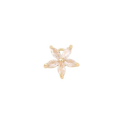 Cubic Zirconia Micro Pave Brass Pendant petals real gold plated DIY & micro pave cubic zirconia Sold By PC