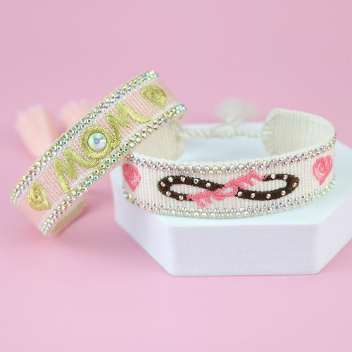 Chain Woven Bracelets, Polyester, different designs for choice & iron-on & for woman, more colors for choice, Length:15 cm, Sold By PC