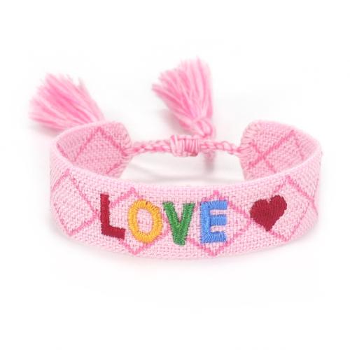 Kette gewebte Armbänder, Polyester, verschiedene Muster für Wahl & für Frau, keine, Länge:15 cm, verkauft von PC