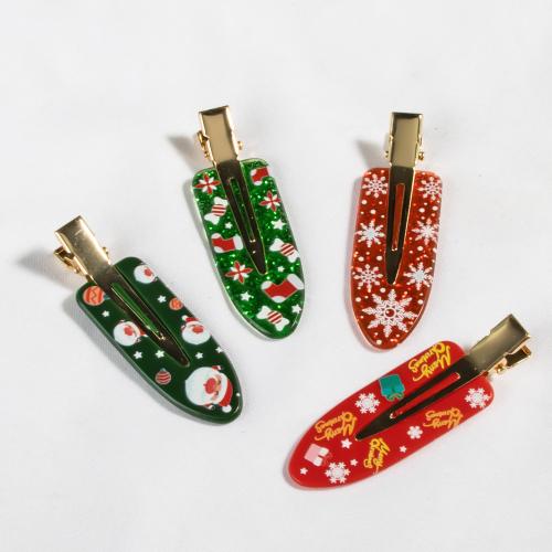Christmas Hair Clip, Acrylic, handmade, Christmas Design & different designs for choice & for woman, more colors for choice, Sold By PC