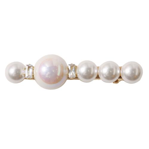 Barrette, perle de plastique, avec fer, fait à la main, styles différents pour le choix & pour femme & avec strass, blanc, Vendu par PC