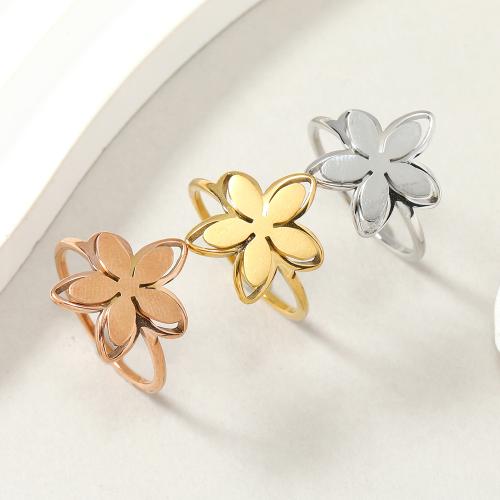 Stainless Steel Finger Ring 304 Stainless Steel Flower fashion jewelry & for woman Sold By PC