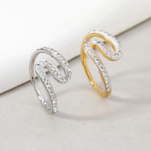 Rhinestone Stainless Steel Finger Ring, 304 Stainless Steel, Unisex & different size for choice & with rhinestone, more colors for choice, Sold By PC