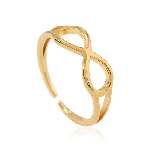 Vinger Ring in edelstaal, 304 roestvrij staal, Nummer 8, mode sieraden & uniseks, gouden, diameter 17mm, Verkocht door PC