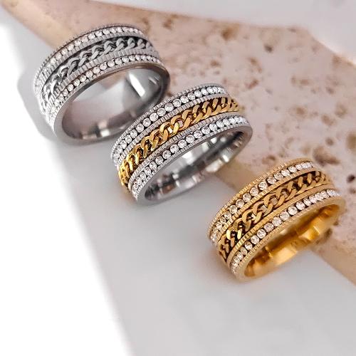 Nerezové Šatonové prst prsten, 304 Stainless Steel, unisex & různé velikosti pro výběr & s drahokamu, více barev na výběr, Prodáno By PC