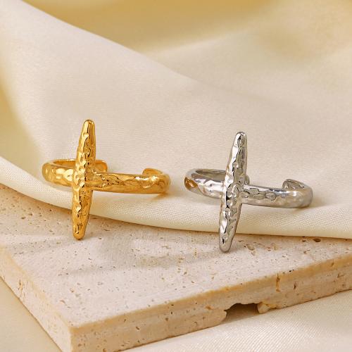 Prst prsten z nerezové oceli, 304 Stainless Steel, Kříž, módní šperky & pro ženy, více barev na výběr, Prodáno By PC