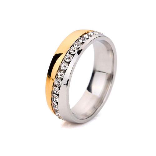 Rhinestone-Edelstahl -Finger-Ring, 304 Edelstahl, unisex & verschiedene Größen vorhanden & mit Strass, keine, width 6mm, verkauft von PC