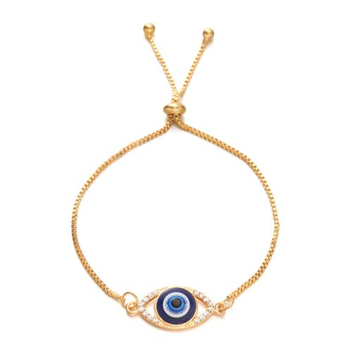 Evil Eye Jewelry Bracelet Zinc Alloy gold color plated fashion jewelry & evil eye pattern & enamel & with rhinestone nickel lead & cadmium free Sold By PC