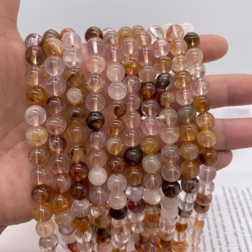 Prirodni kvarc nakit Beads, Krug, možete DIY & različite veličine za izbor, žut, Prodano Per Približno 38 cm Strand