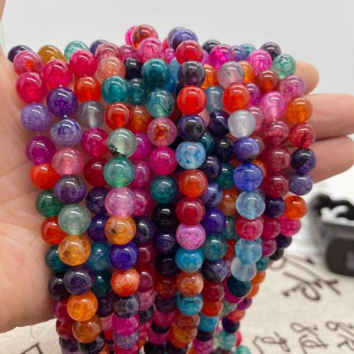 Natural Dragon Veins Agate Beads Round DIY multi-colored Sold Per Approx 38 cm Strand